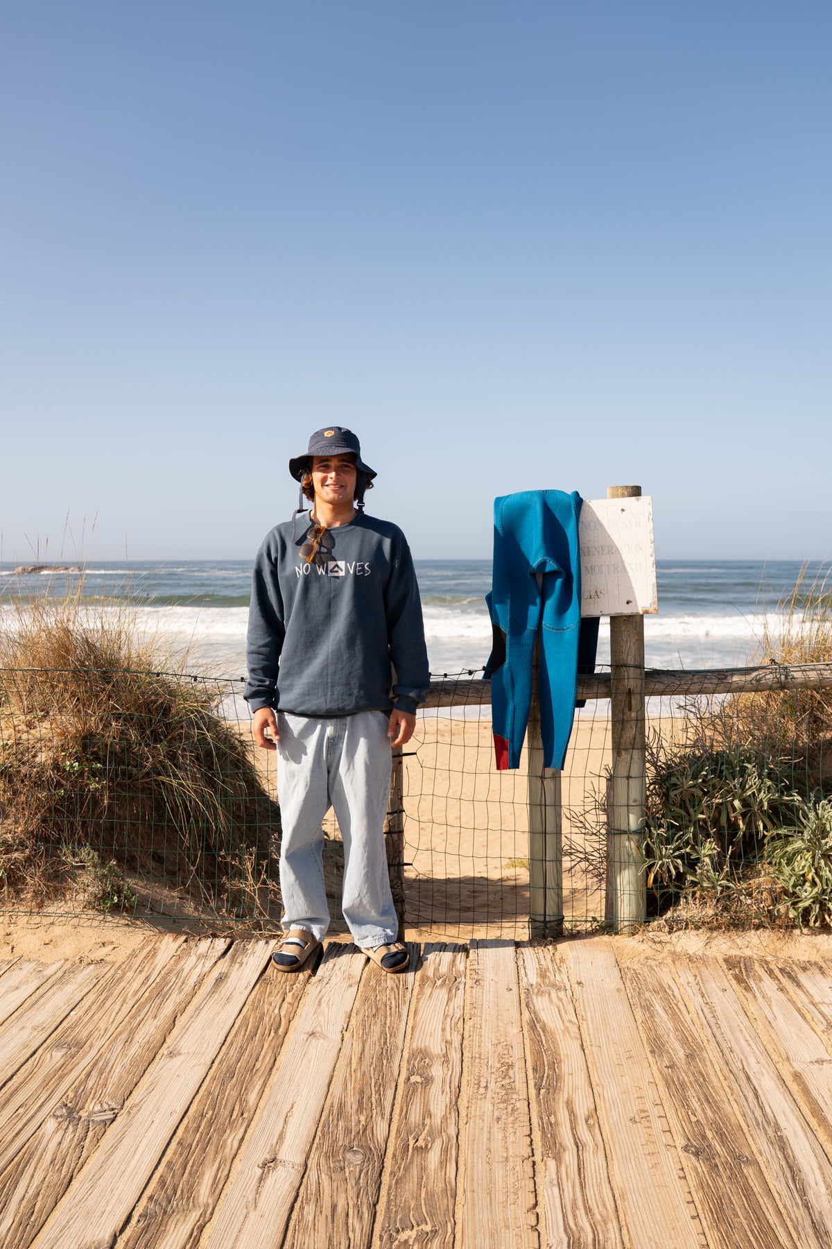 Sudadera Atlantic Premium 360gsm  No Waves No Excuses - Azul